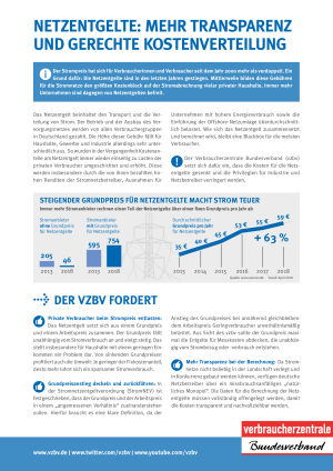 Netzentgelte: Mehr Transparenz und gerechte Kostenverteilung | Faktenblatt des vzbv | November 2018