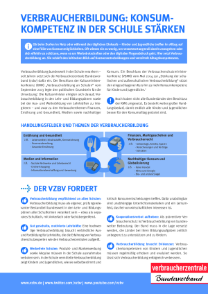  Verbraucherbildung: Konsumkompetenz in der Schule stärken | Faktenblatt des vzbv | Oktober 2018