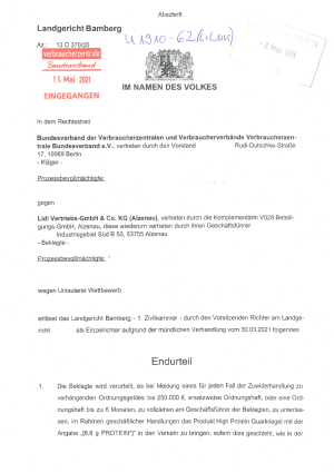 Urteil des Landgerichts Bamberg