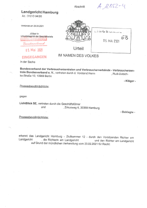 Urteil des LG Hamburg vom 29.04.2021, Az. 312 O 94/20 - nicht rechtskräftig