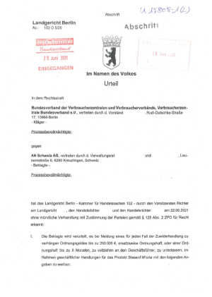 Urteil des Landgerichts Berlin vom 22. Juni 2021, Az. 102 O 5/20