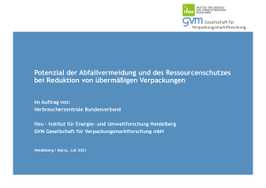 Potenzial der Abfallvermeidung und des Ressourcenschutzes bei Reduktion von übermäßigen Verpackungen