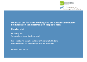 Potenzial der Abfallvermeidung und des Ressourcenschutzes bei Reduktion von übermäßigen Verpackungen