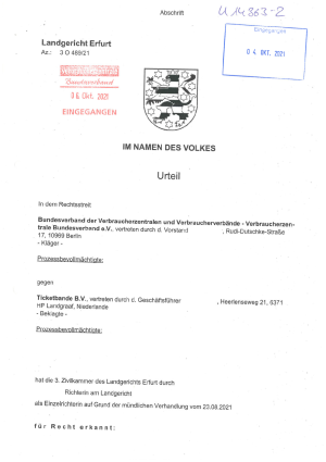 Urteil des LG Erfurt vom 30.09.2021 (Az. 3 O 489/21)