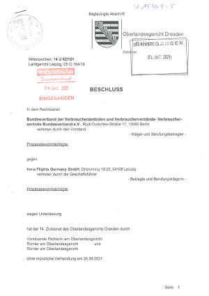 Urteil des OLG Dresden vom 24.09.2021 (Az. 14 U 627/21)
