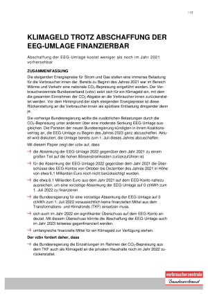 Klimageld trotz Abschaffung der EEG-Umlage finanzierbar