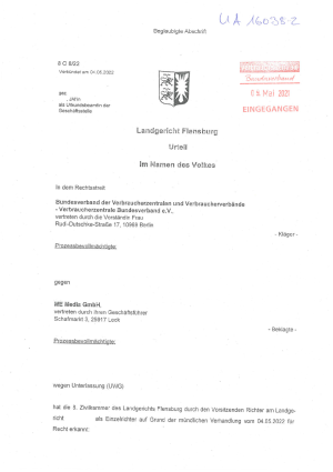 Fake-Profile michverlieben.de | Urteil des LG Flensburg | Az. 8 O 8/22 | 04. Mai 2022
