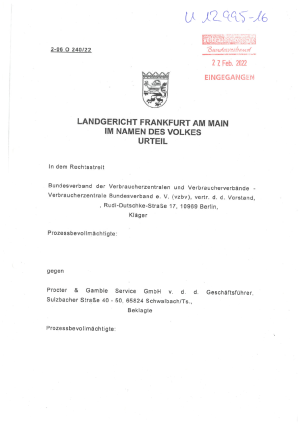 Urteil vom Landgericht Frankfurt am Main | 22.02.2023 - nicht rechtskräftig