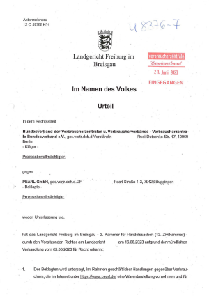 Urteil des LG Freiburg im Breisgau | 12 O 57/22 KfH | 16.06.2023