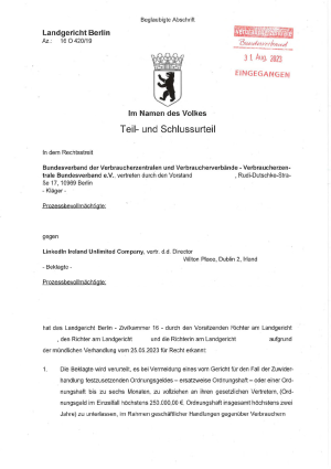Teil- und Schlussurteil Landgericht Berlin | 16 O 420/19 | 24.08.2023