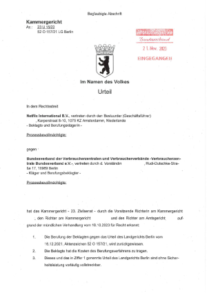 Urteil Kammergericht | 23U 15/22 und 52 O 157/21 LG Berlin | 15.11.2023 - nicht rechtskräftig
