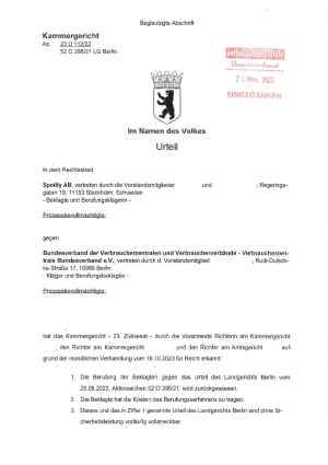 Urteil Kammergericht | 23 U 112/22 und 52 O 296/21 LG Berlin | 15.11.2023 - nicht rechtskräftig
