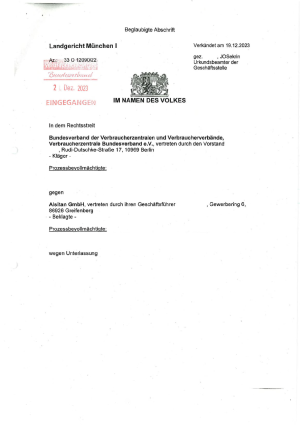Urteil Landgericht München | 33 O 12090/22 | 19.12.2023 | rechtskräftig