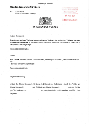 Urteil des OLG Nürnberg | 30.01.2024 | rechtskräftig