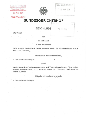 Beschluss des Bundesgerichtshofes vom 19.03.2024, Az. EnZR 62/23 - rechtskräftig