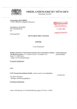 Urteil des OLG München vom 20.04.2023, Az. 29 U 3369/21