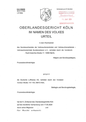 Urteil OLG Köln zur Lufthansa-Klausel