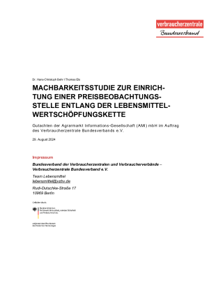 Machbarkeitsstudie zur Einrichtung einer Preisbeobachtungsstelle | August 2024
