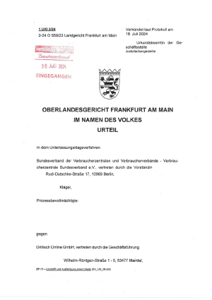 Urteil des OLG Frankfurt vom 18.07.2024 | Az. 1UKl2/24 - rechtskräftig