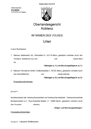 Urteil des OLG Koblenz vom 29.10.2024, Az. 9 U 242/24 – nicht rechtskräftig