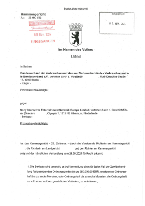 Urteil des KG Berlin vom 30.10.2024 Az. 23 MK 1/23 - nicht rechtskräftig