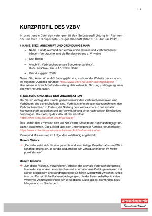 Kurzprofil des Verbraucherzentrale Bundesverbands