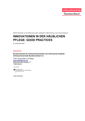 Gutachten: Innovationen in der häuslichen Pflege