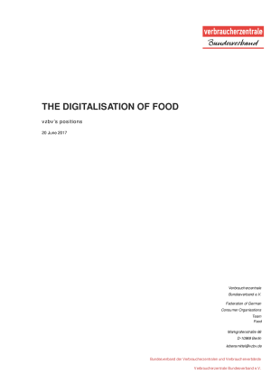 The digitalisation of food | vzbv's position paper | 20 June 2017