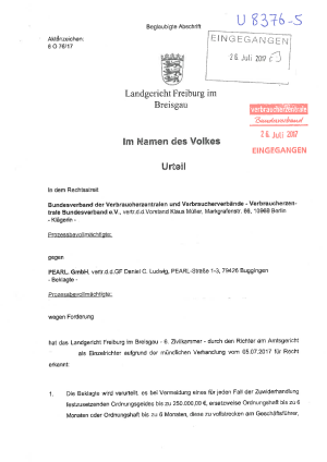 Online-Versand muss Lastschrift von luxemburgischem Konto ermöglichen | Urteil des Landgerichts Freiburg (Breisgau) vom 21. Juli 2017 (6 O 76/17, nicht rechtskräftig)
