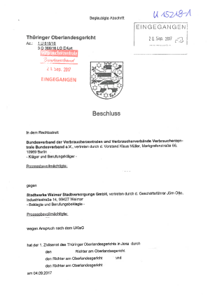 Beschluss des Thüringer Oberlandesgerichts