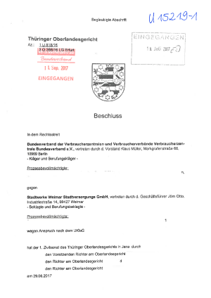 Hinweisbeschluss des Thüringer Oberlandesgerichts