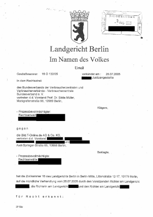 Urteil des Landgerichts Berlin | Az. 16 O 132/05