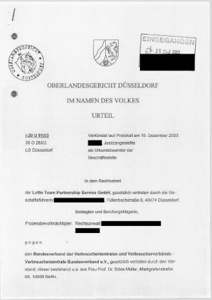 Urteil des Oberlandesgericht Düsseldorf | Az. I-20 U 91/03