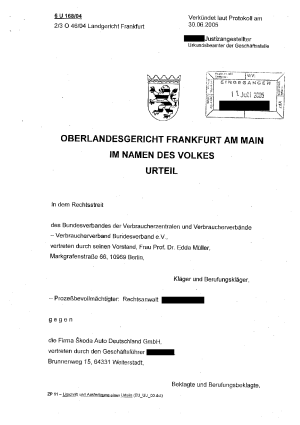 Urteil des Oberlandesgericht Frankfurt am Main | Az. 6 U 168/04
