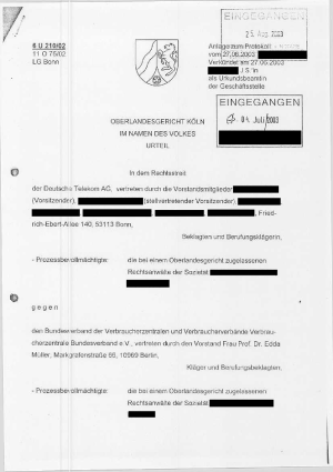 Urteil des Oberlandesgericht Nürnberg | Az. 3 U 1225/03
