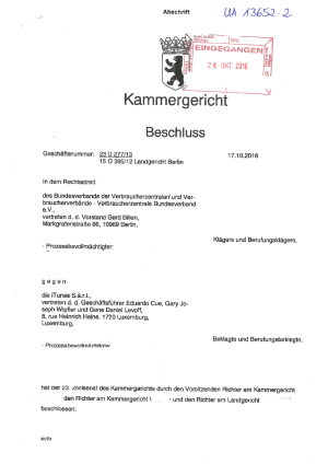 Beschluss des Kammergerichts Berlin  vom 17.10.2016 | Az. 23 U 277/13