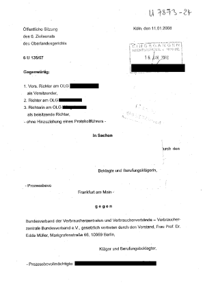 Beschluss des Oberlandesgericht Köln | Az. 6 U 135/07 