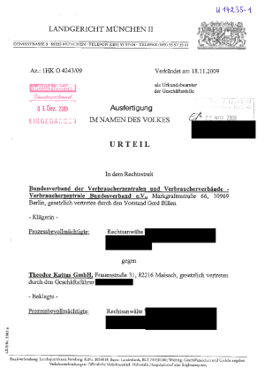 Urteil des Landgericht München II | Az. 1 HK O 4243/09