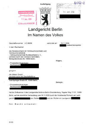 Urteil des Landgerichts Berlin | Az. 4 O 40/09