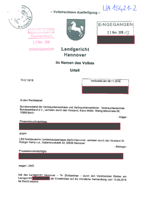 Urteil des Landgerichts Hannover vom 8.11.2018, Az. 74 O 19/18 – rechtskräftig