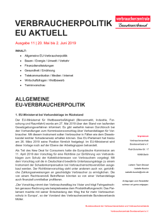 Newsletter Verbraucherpolitik EU aktuell 11/2019