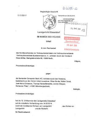 Urteil des Landgerichts Düsseldorf vom 28.03.2018, Az. 12 O 222/17 