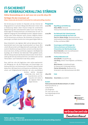 Programm I Veranstaltung "IT-Sicherheit im Verbraucheralltag stärken" I Juni 2020