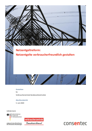 Netzentgeltreform: Netzentgelte verbraucherfreundlich gestalten | Studie im Auftrag des vzbv | 5. Juni 2020