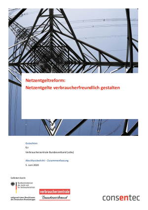 Netzentgeltreform: Netzentgelte verbraucherfreundlich gestalten | Zusammenfassung der Studie im Auftrag des vzbv | 5. Juni 2020