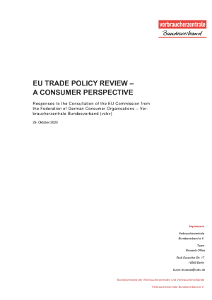 EU Trade policy review – A consumer perspective | Responses from the vzbv | 29th October 2020