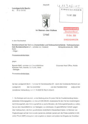 Urteil des LG Berlin vom 1.10.2020, Az. 91 O 101/18 – nicht rechtskräftig