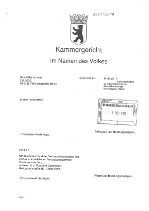 Urteil gegen Facebook | Kammergericht Berlin vom 24.01.2014, Az. 5 U 42/12, nicht rechtskräftig