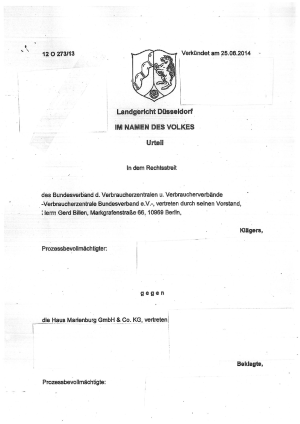 Marienburg, Urteil vom 25.06.2014