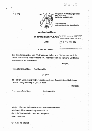 Urteil des LG Bonn vom 29.05.2012, 11 O 7/12